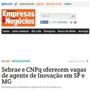 Inscrições para processos seletivos do Sebrae e CNPq terminam hoje